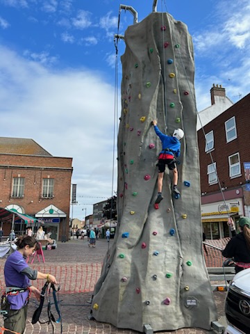 Photo of a person using a climbing wall in Gainsborough Town Centre