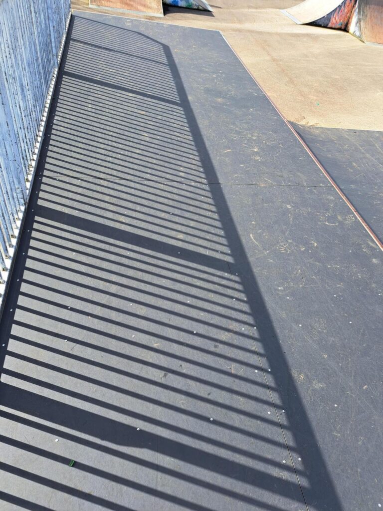 New strip of surfacing on a section on the top section of the half pipe
