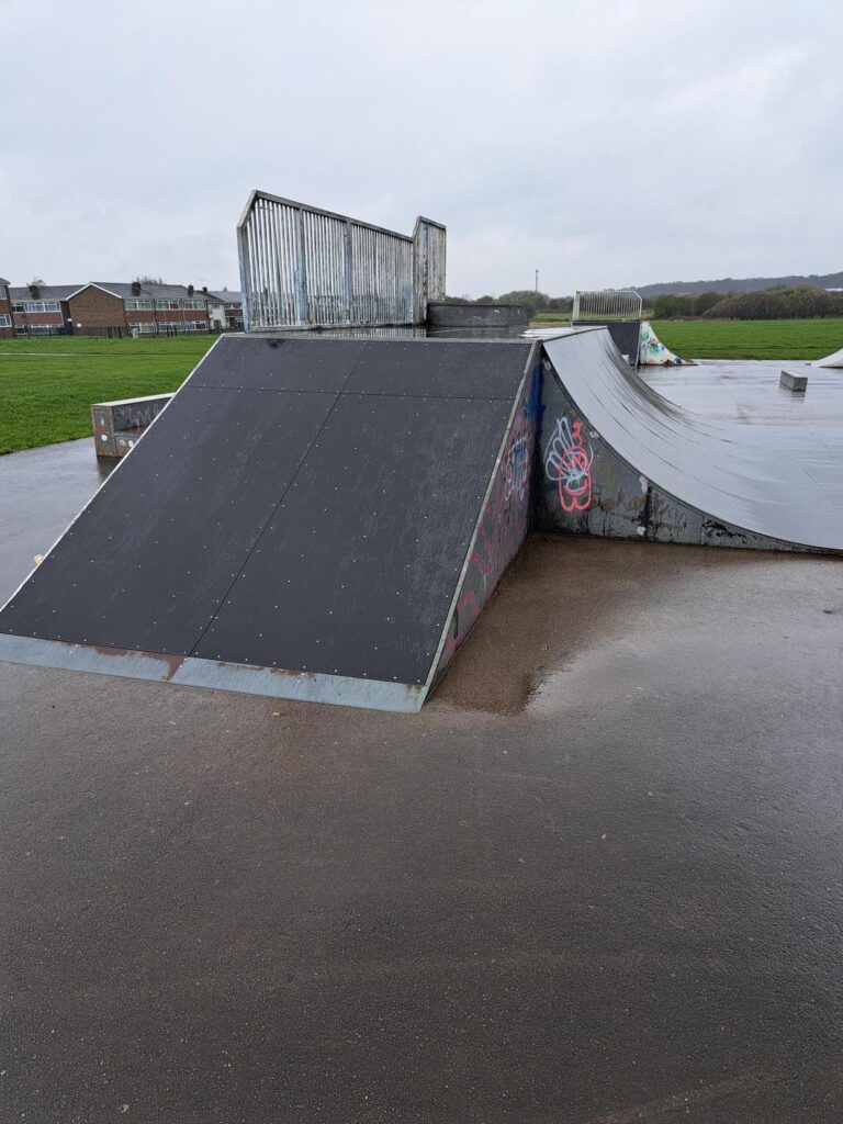 Newly surfaced skate ramp side profile 