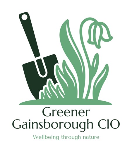 Greener Gainsborough CIO logo with subheading 'Wellbeing through nature'