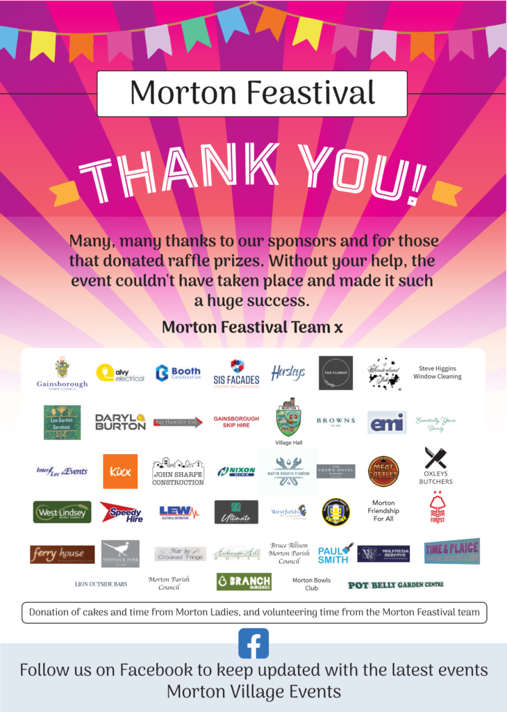 Thank you poster from Morton Feastival organisers