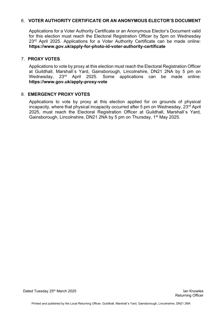 Notice of Election for Gainsborough Trent Parish Ward - page 2